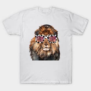 hipster Lion Enjoying Music T-Shirt